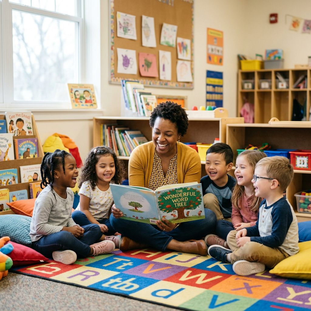 Children learning at independent daycare